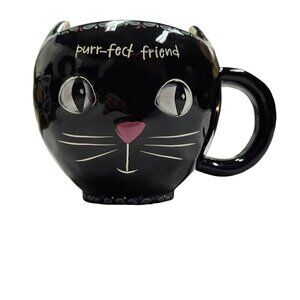 Natural life NWT Black Cat Ceramic Mug "Purr-Fect Friend" Coffee‎ Cup